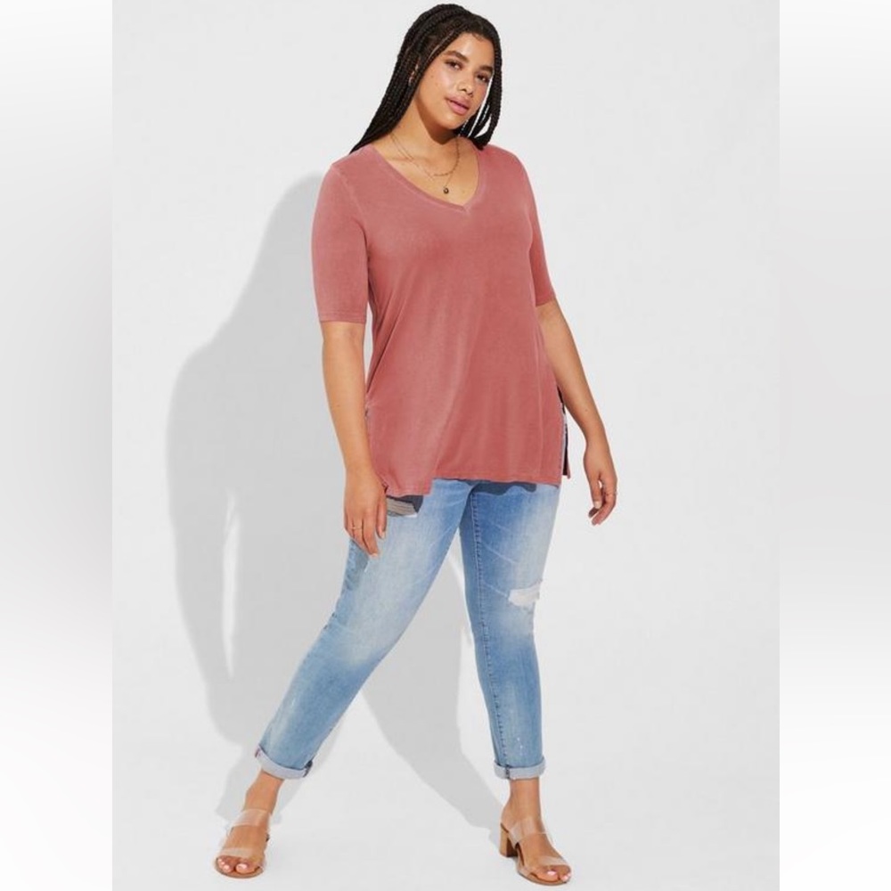 NWT Favourite Tunic Super Soft V Neck Side Slit  Tee